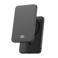 Внешний аккумулятор Breaking Slim, USB-C, 5 000 mAh, 3.0A, 20W, Mag•Safe, PD, LED (Черный) Внешний аккумулятор Breaking Slim, USB-C, 5 000 mAh, 3.0A, 20W, Mag•Safe, PD, LED (Черный)
