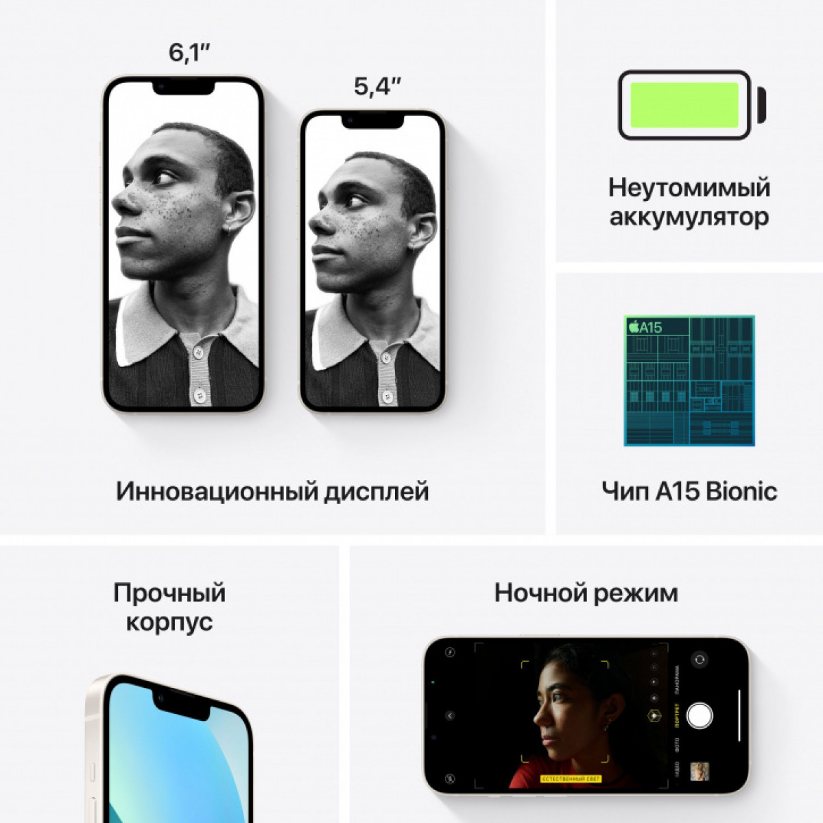 Смартфон Apple iPhone 13 128Gb Starlight (1 sim + eSIM)